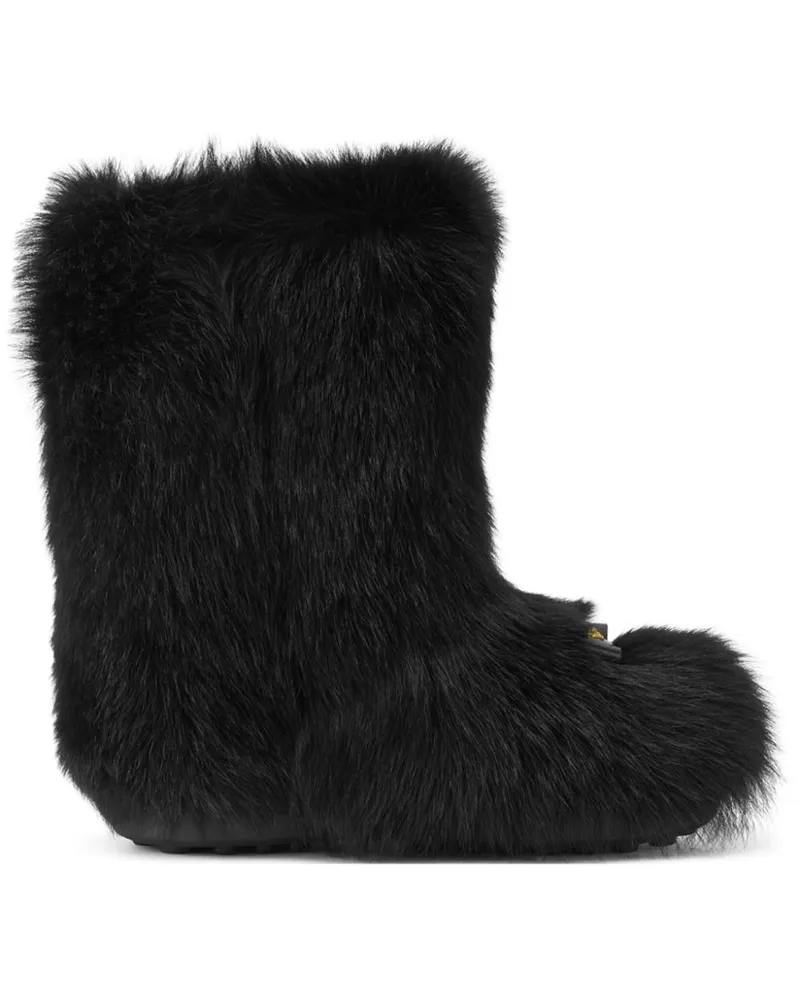 Versace Gianni Ribbon Stiefel mit Shearling - Schwarz Schwarz
