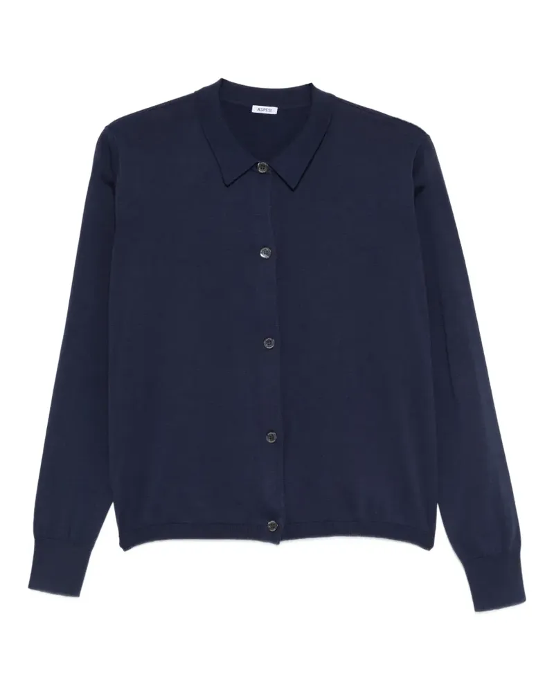 ASPESI Cardigan mit Knöpfen und Kragen - Blau Blau