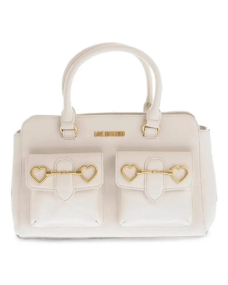 Moschino heart-motif pocket tote bag - Nude Nude