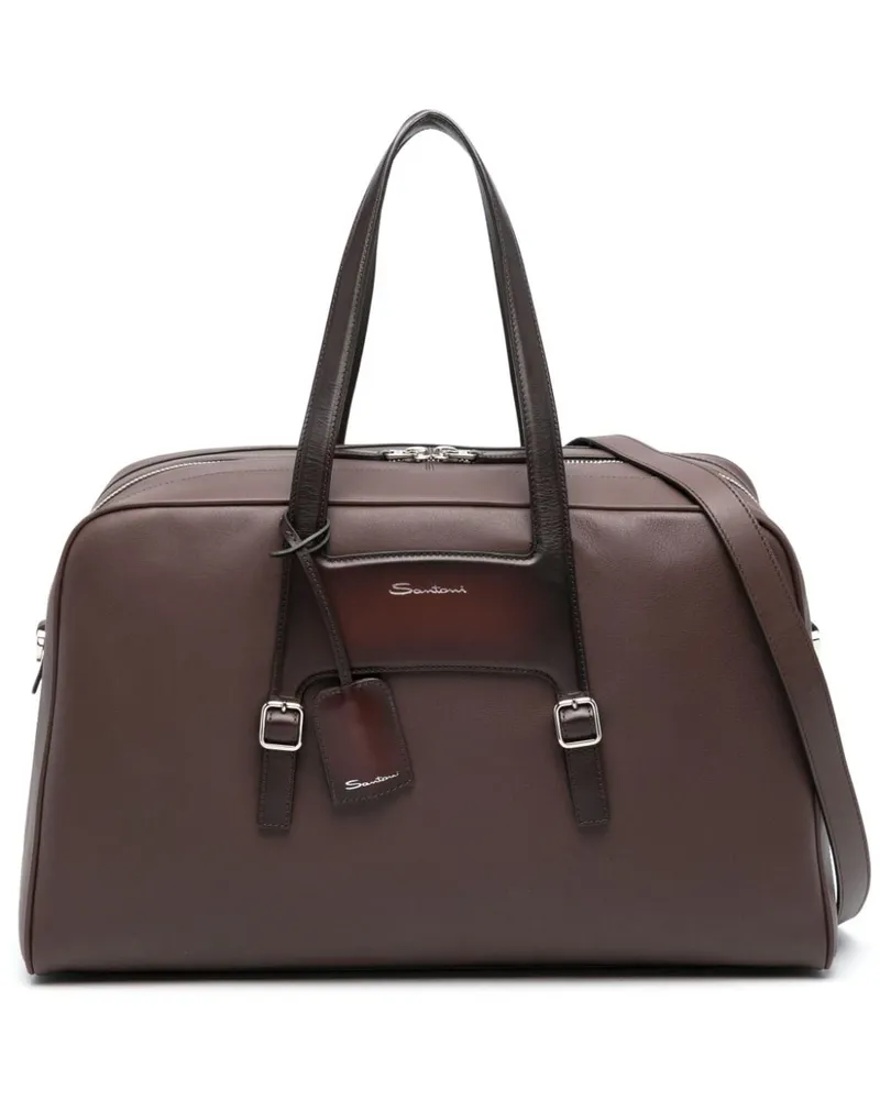 Santoni Reisetasche mit Logo-Stempel - Braun Braun