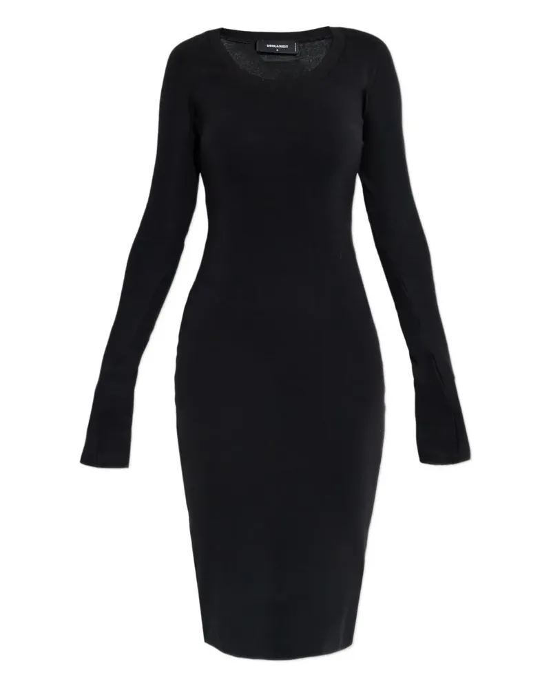 Dsquared2 Midikleid mit langen Ärmeln - Schwarz Schwarz