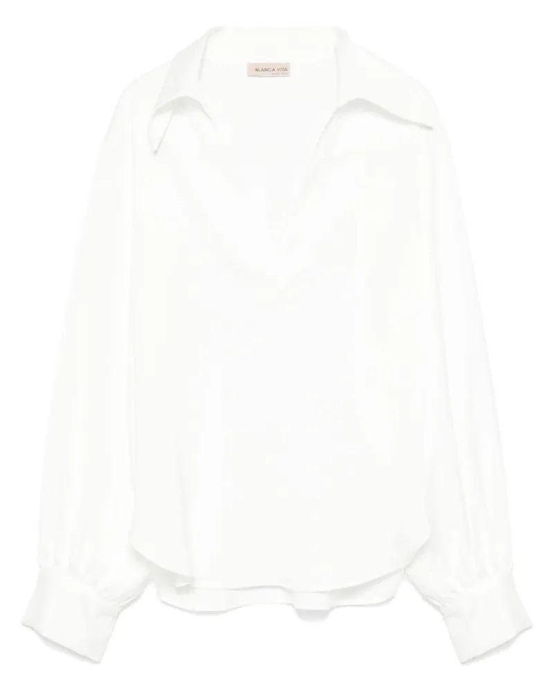 Blanca Bluse mit Seersucker-Struktur - Weiß Weiß