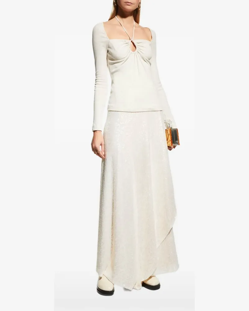 Rosetta Getty ruched drawstring cutout top - Nude Nude