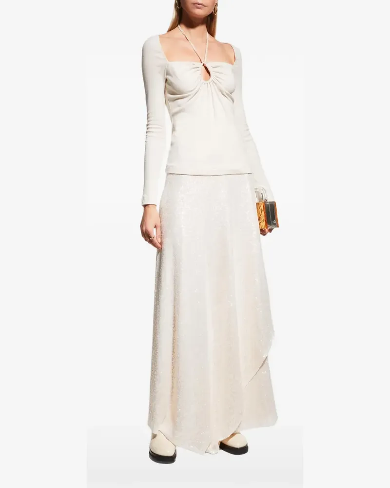 Rosetta Getty Gerafftes Oberteil mit Cut-Out und Kordelzug - Nude Nude