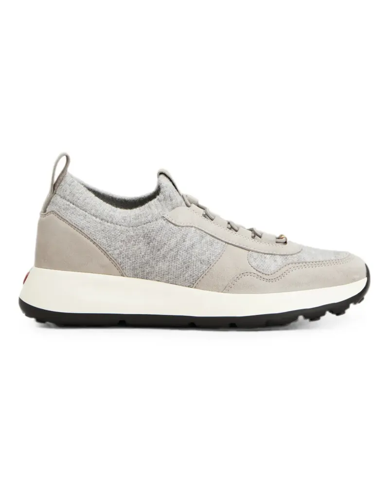 TOD'S Red Dot socks sneakers in knit and suede - Grau Grau
