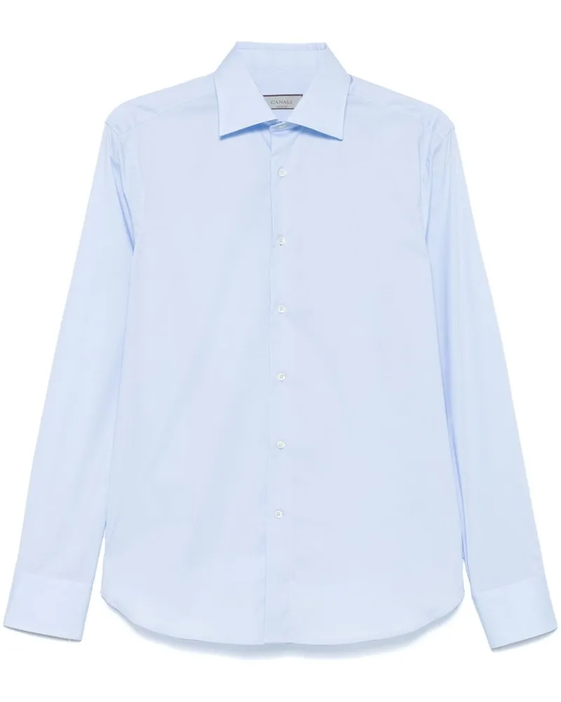 Canali Hemd aus Popeline - Blau Blau
