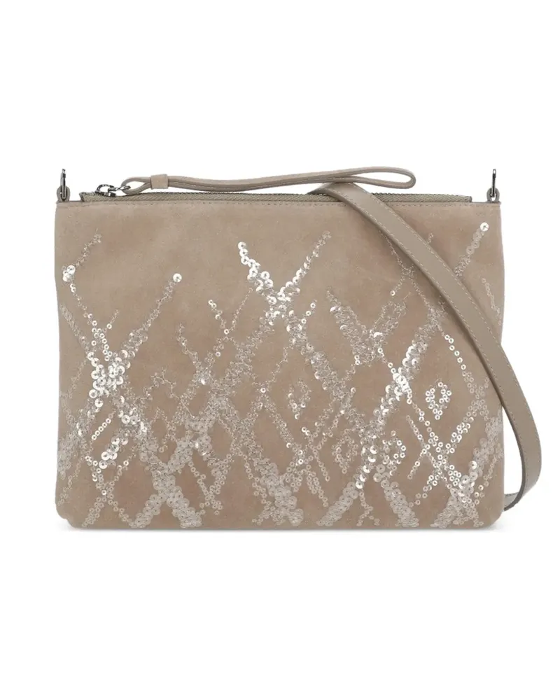 PANICALE Cashmere sequin-embellished crossbody bag - Nude Nude