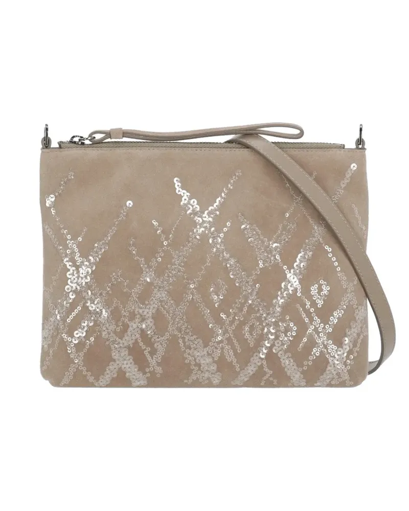 PANICALE Cashmere sequin-embellished crossbody bag - Nude Nude