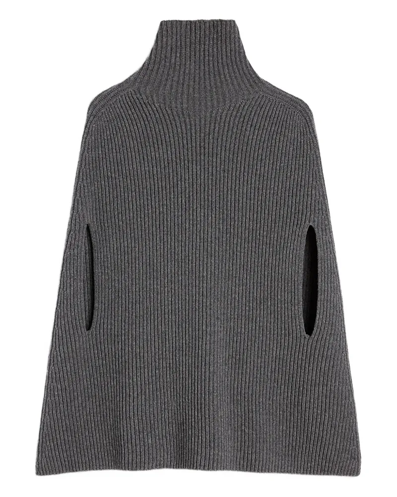 Jil Sander Geripptes Cape mit Stehkragen - Grau Grau