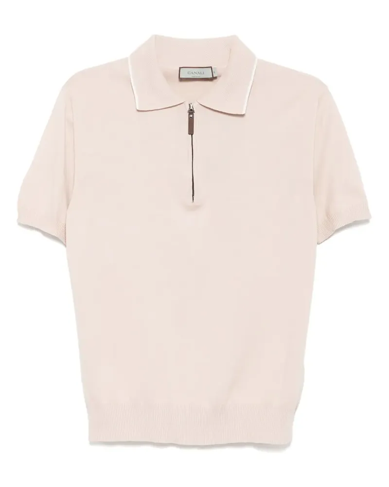 Canali Poloshirt mit Reißverschluss - Rosa Rosa