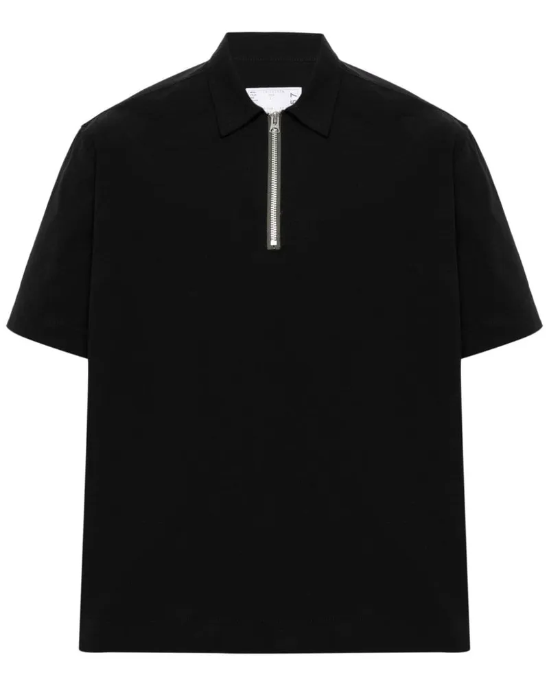 Sacai Poloshirt mit Reißverschluss Schwarz