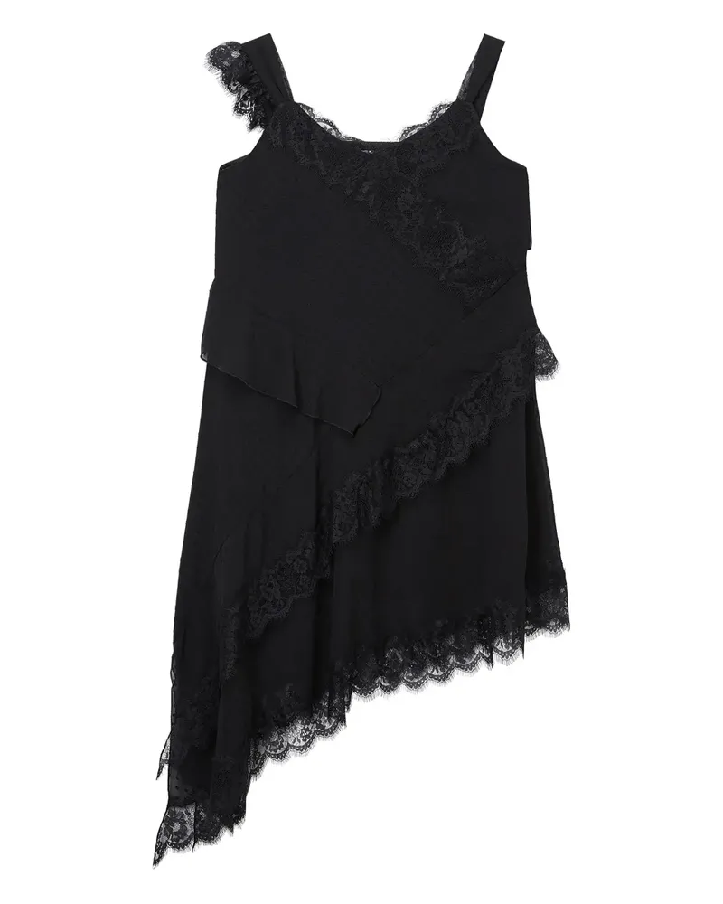 b+ab Asymmetrisches Kleid mit Spitze - Schwarz Schwarz