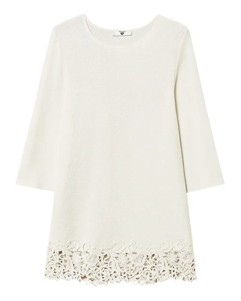 Twin-Set Maxibluse mit Spitze - Weiß Weiß