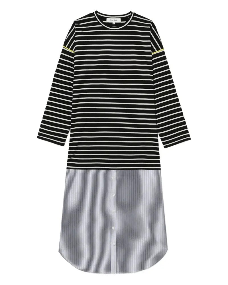 ENFÖLD Gestreiftes Midikleid mit Einsätzen - Schwarz Schwarz