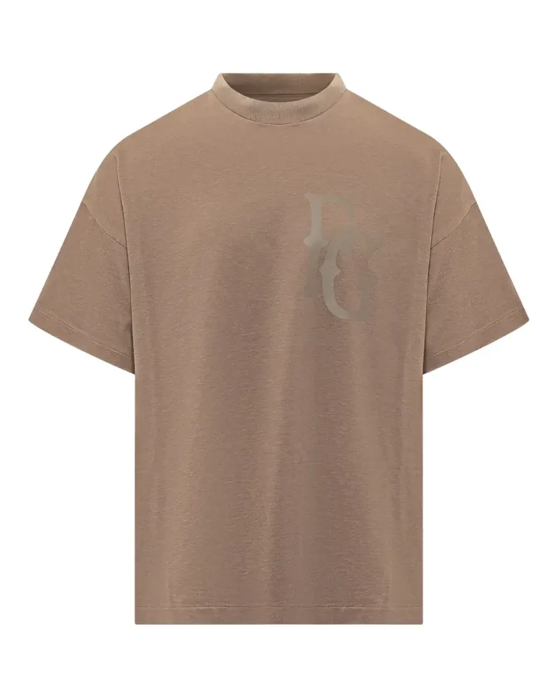Fear of God logo-print drop-shoulder T-shirt - Braun Braun