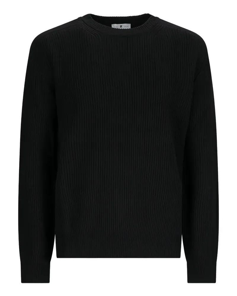 PT TORINO Gerippter Pullover mit rundem Ausschnitt - Schwarz Schwarz