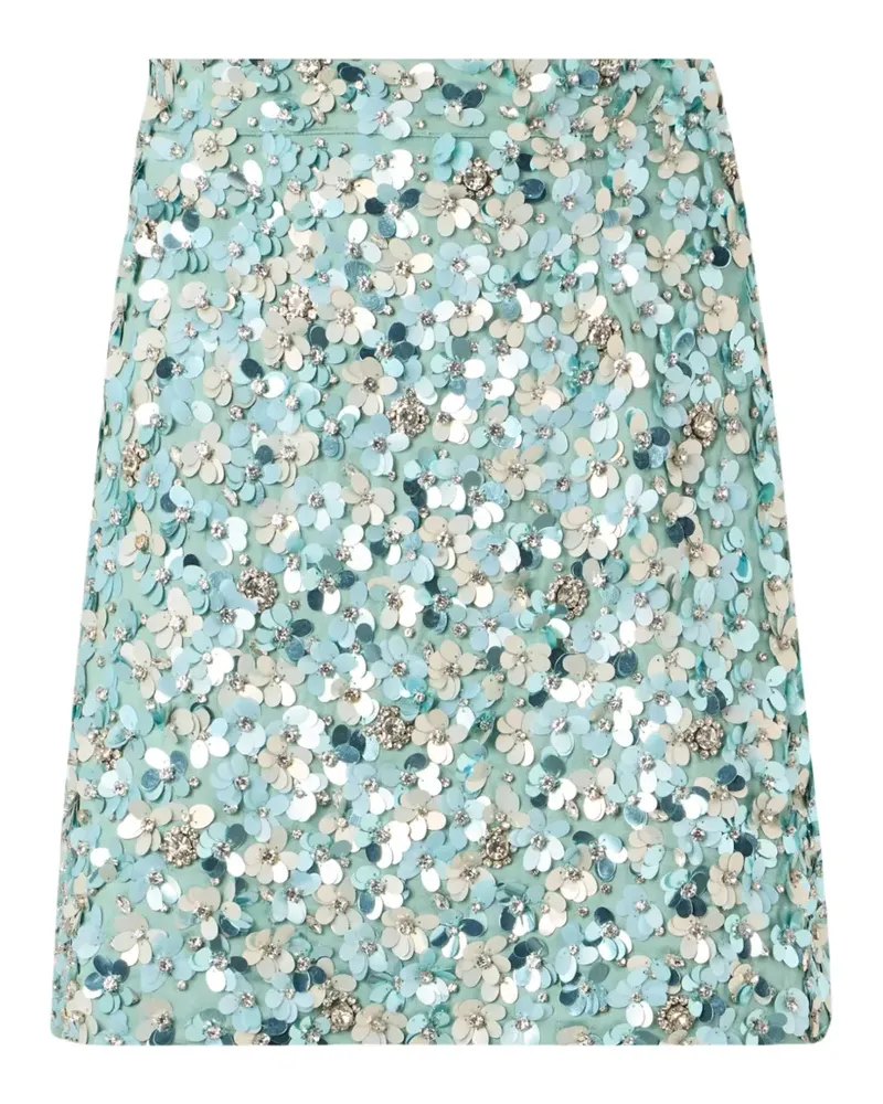 Paul & Joe Jolaine Minirock mit Pailletten und Blumenapplikation - Blau Blau