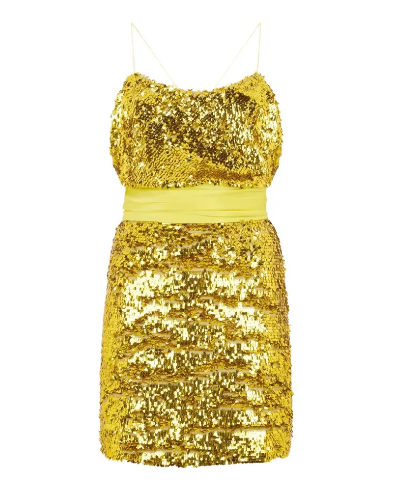 Roberto Cavalli Midikleid mit Pailletten - Gold Gold