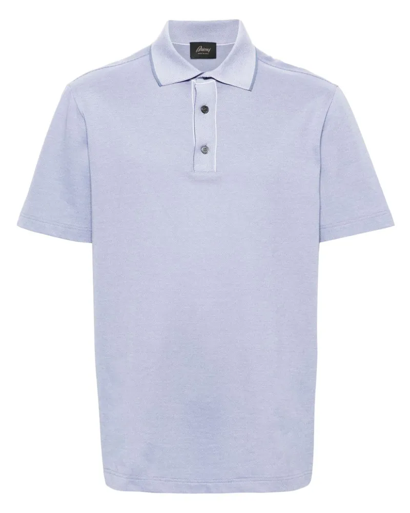 Brioni Poloshirt aus Pikee - Blau Blau
