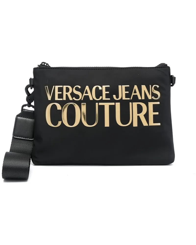 Versace Jeans Clutch mit Logo-Print - Schwarz Schwarz