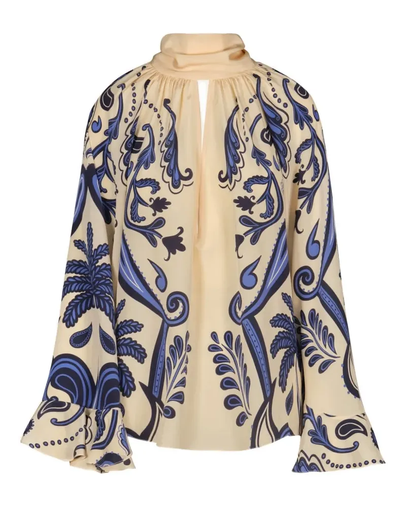 Johanna Ortiz Ritmo Sol ruffled printed blouse - Nude Nude