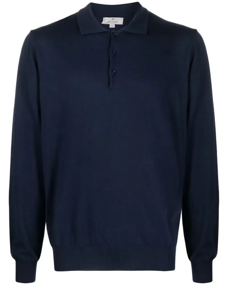 Canali Pullover mit Polokragen - Blau Blau