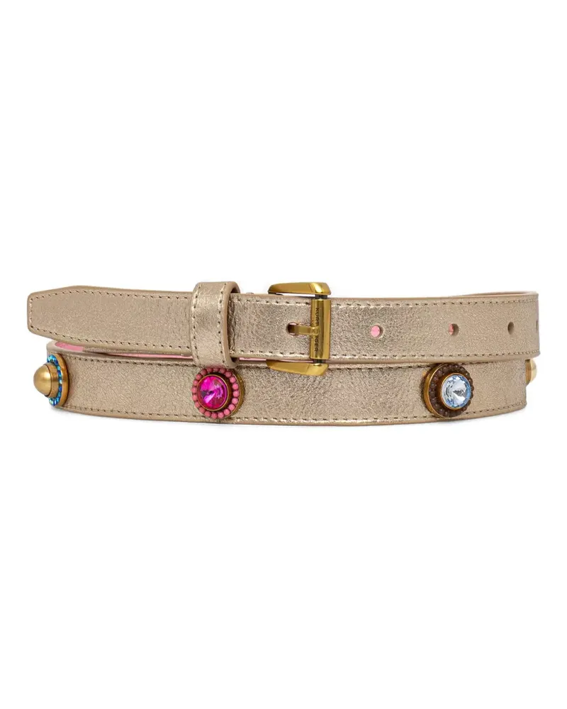 Kurt Geiger Octavia crystal-embellished metallic belt - Gold Gold