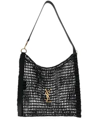 Saint Laurent Oxalis Schultertasche aus Raffiabast Schwarz