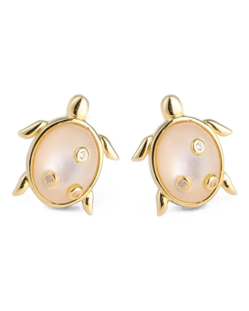 Eshvi MOP Turtle Stud Earrings - Weiß Weiß