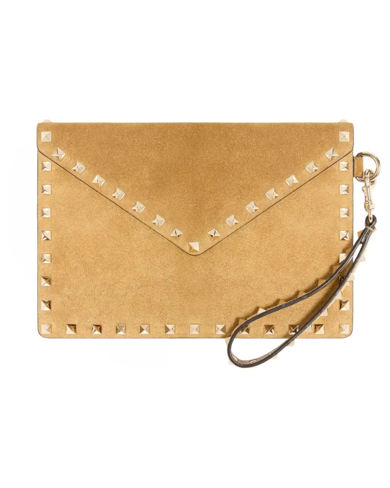 Valentino Garavani Rockstud Clutch aus Wildleder - Nude Nude
