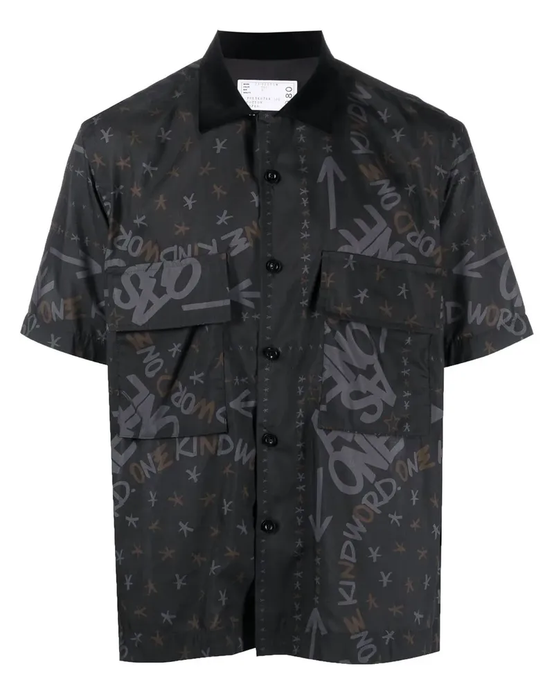 Sacai Hemd mit grafischem Print - Schwarz Schwarz