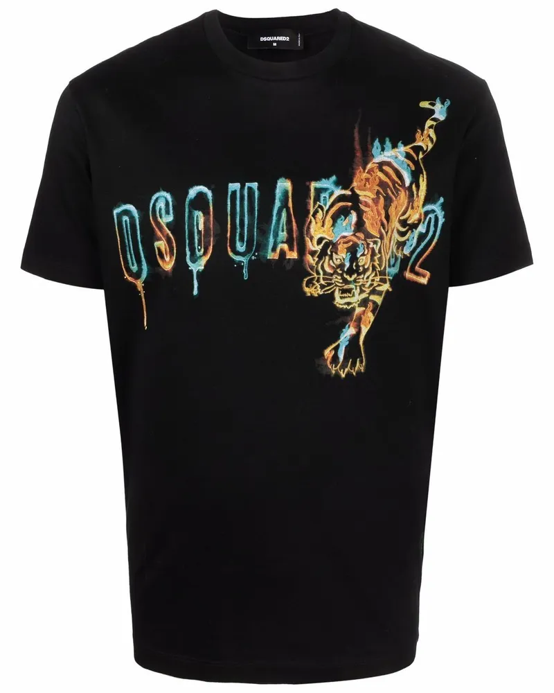 Dsquared2 T-Shirt mit Tiger-Print - Schwarz Schwarz