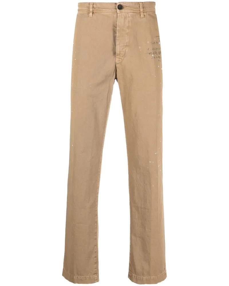 Incotex Gerade Hose mit Text-Print - Nude Nude
