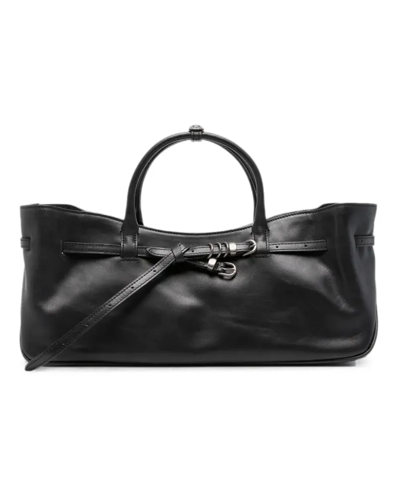 Marge Sherwood Grandma Used belt-detail leather tote bag - Schwarz Schwarz