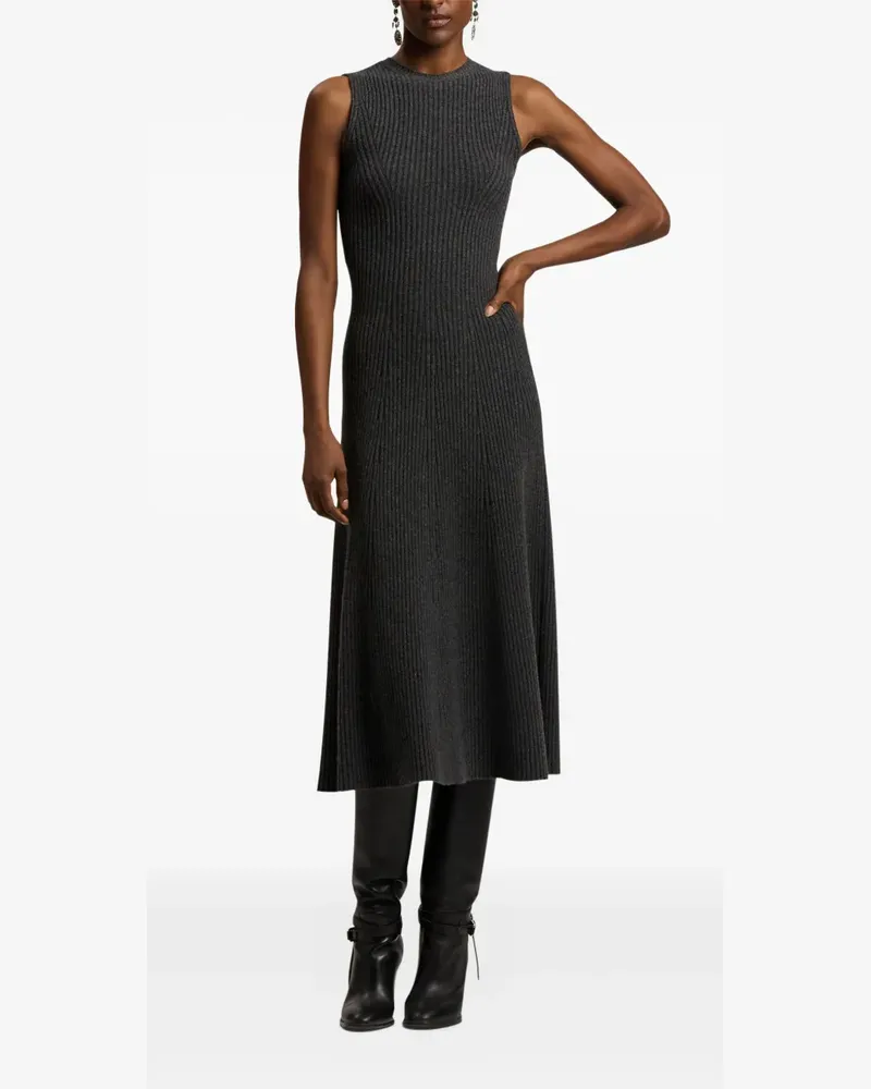Ralph Lauren ribbed sleeveless midi dress - Grau Grau
