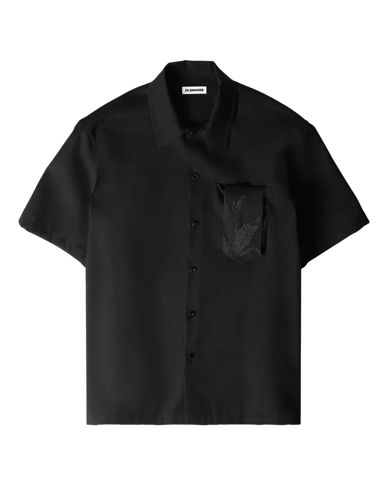 Jil Sander embroidered cotton shirt - Schwarz Schwarz