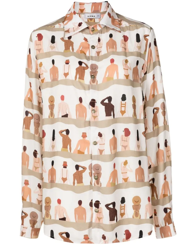 Amir Slama Oversized-Hemd mit Print - Nude Nude