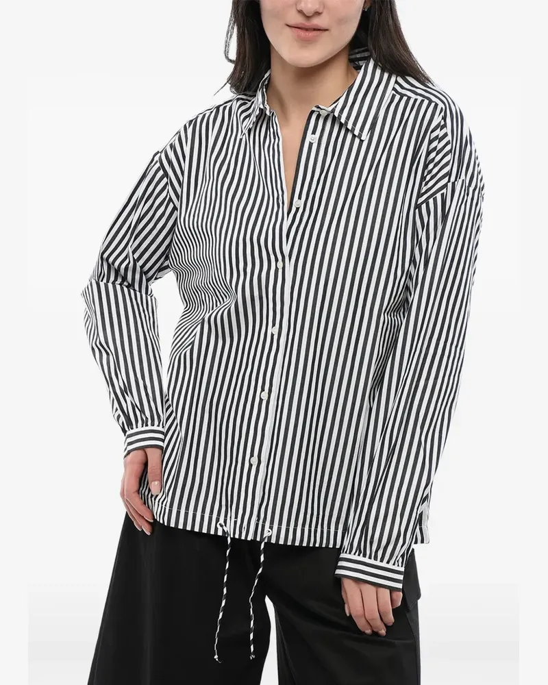 Woolrich Gestreiftes Hemd mit Kordelzug - Weiß Weiß