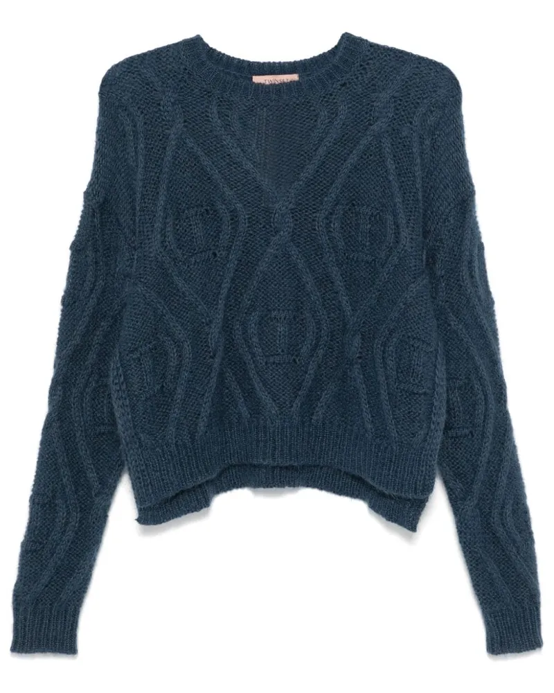 Twin-Set Pullover mit Logo-Prägung - Blau Blau