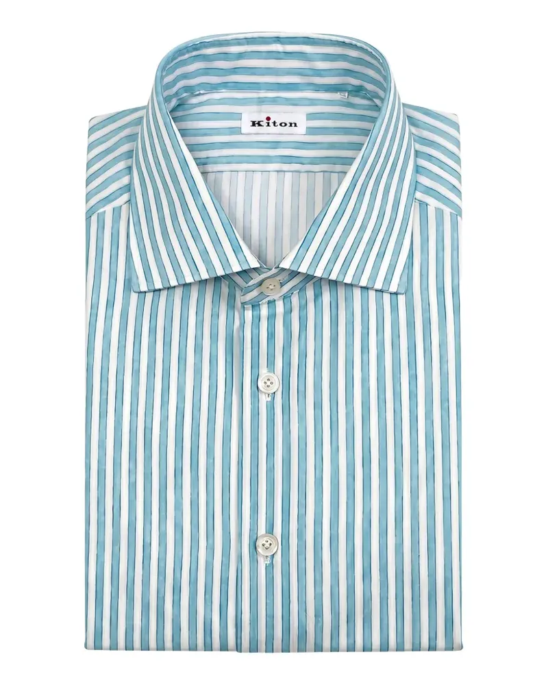 Kiton Gestreiftes Hemd - Weiß Weiß