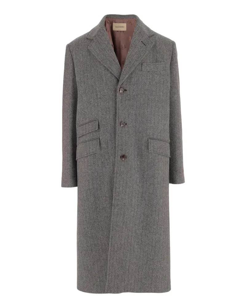 Valentino Garavani herringbone-pattern virgin wool coat - Grau Grau
