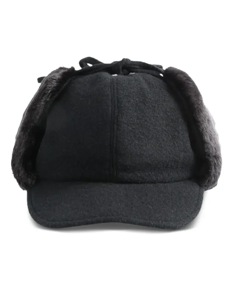 Yohji Yamamoto Baseballkappe mit Pelz-Ohrenschützer - Schwarz Schwarz