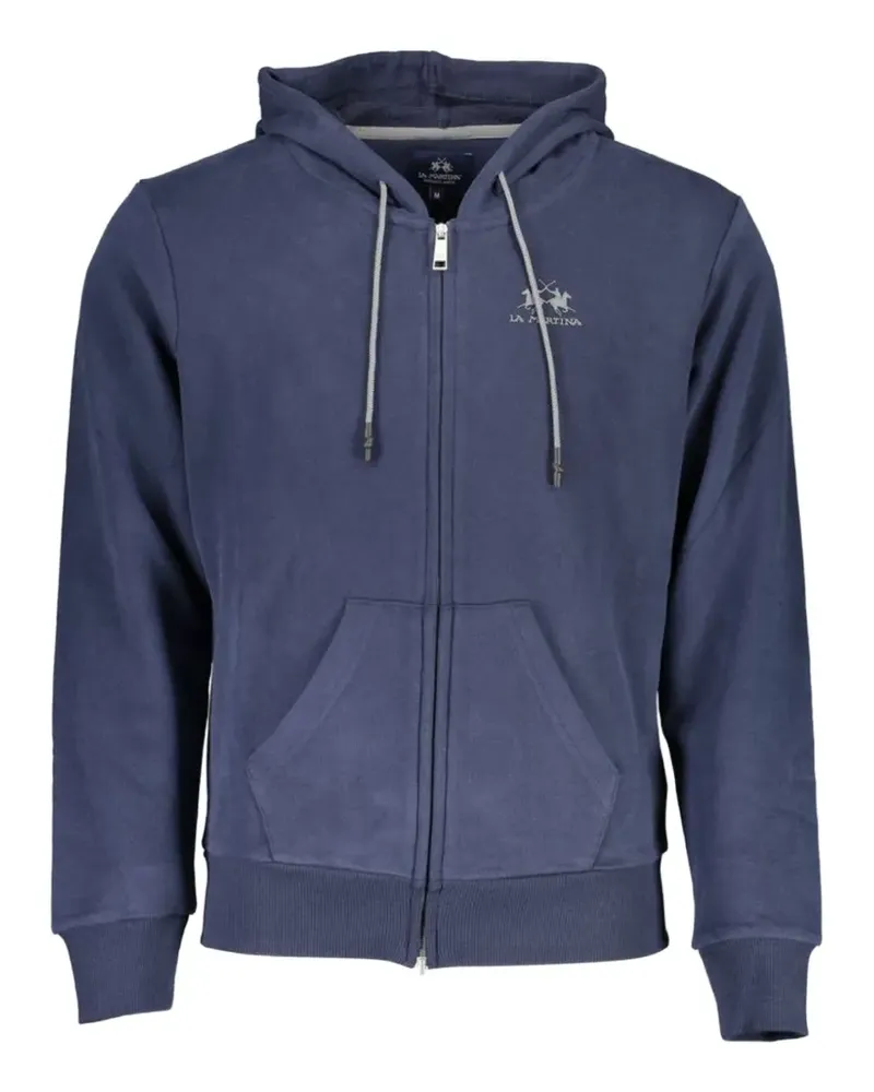 La Martina zip-up logo-print hoodie - Blau Blau