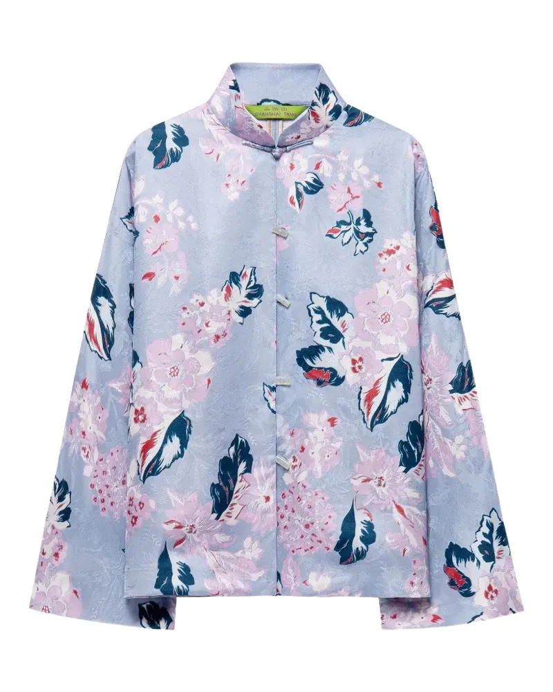 Shanghai Tang Scholar Jacke aus Blumen-Jacquard - Blau Blau