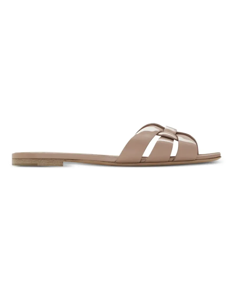Saint Laurent Tribute mules in patent leather - Nude Nude