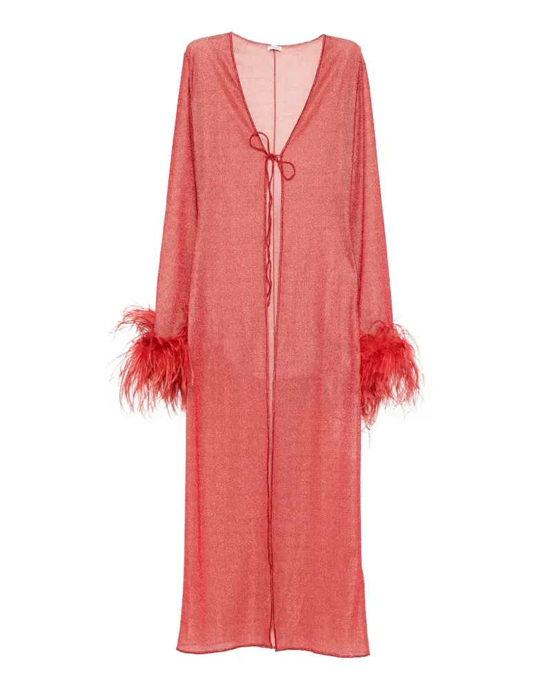 Oséree feather-trim beach cover-up - Rot Rot