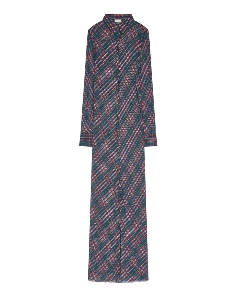 Dries van Noten Hemdkleid aus Lurex - Blau Blau