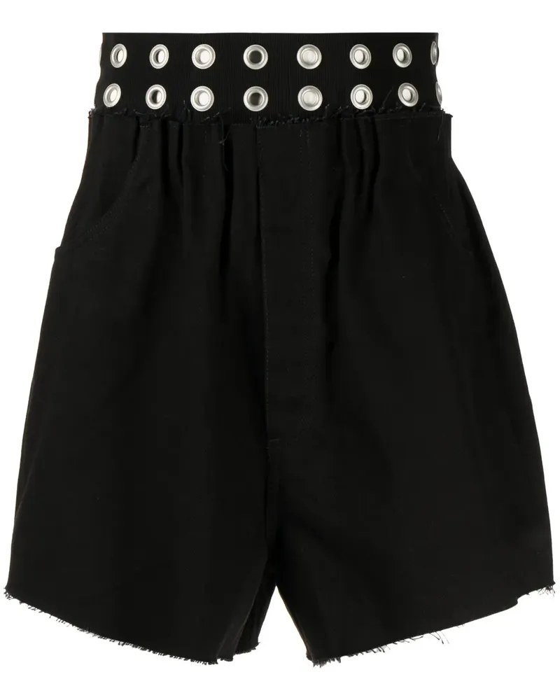 Raf Simons Jeans-Shorts mit Ösendetail - Schwarz Schwarz