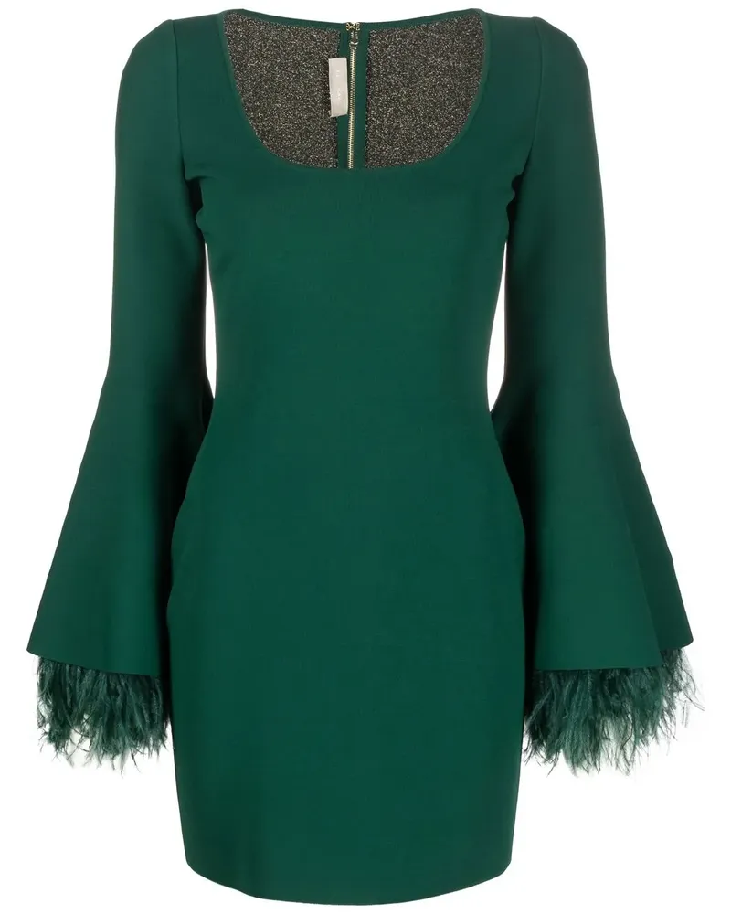 Elie Saab Strickkleid mit Federn - Grün Grün