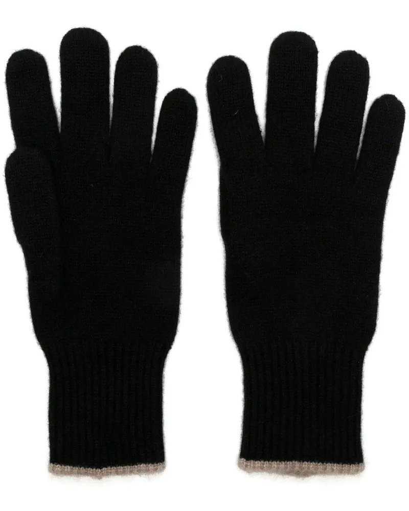 Brunello Cucinelli Intarsien-Handschuhe aus Kaschmir - Schwarz Schwarz